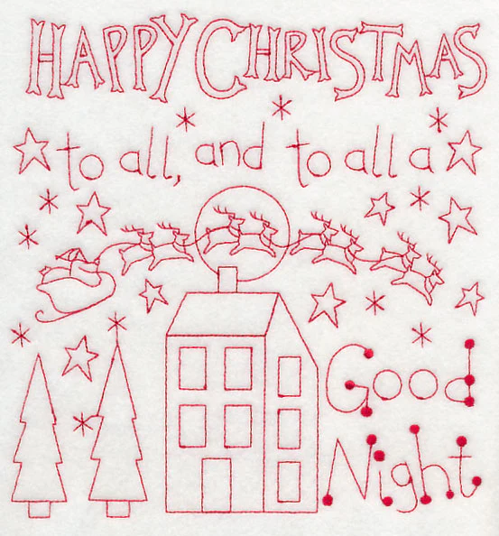 Happy Christmas to All (Redwork)