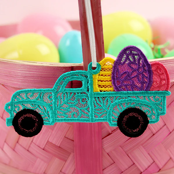 Happy Easter Eggs Retro Truck Ornament (Lace) - Image 6