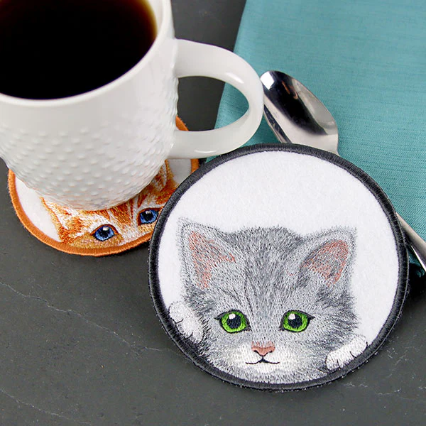 Here Kitty Kitty Coaster 1 (In-the-Hoop)
