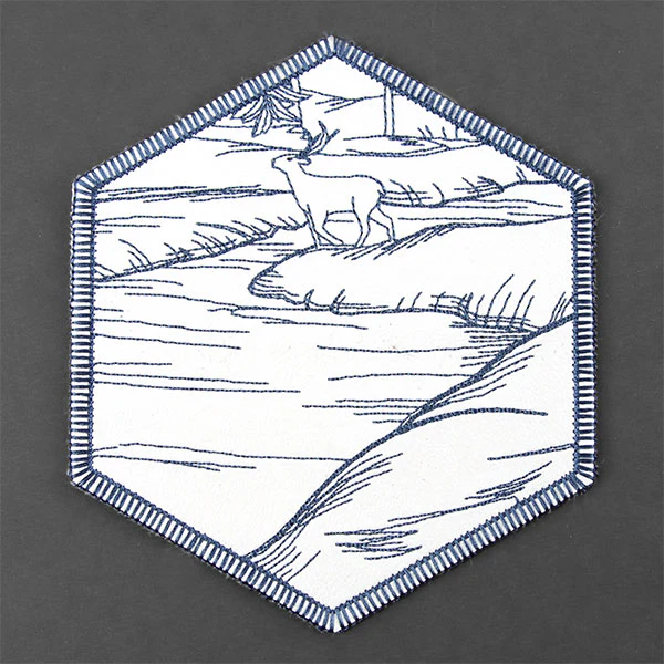 Hexagon Winter Scene Coaster 5 (In-the-Hoop) - Image 7