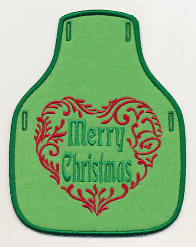 Holiday Hearts - Merry Christmas Bottle Apron (In-the-Hoop)