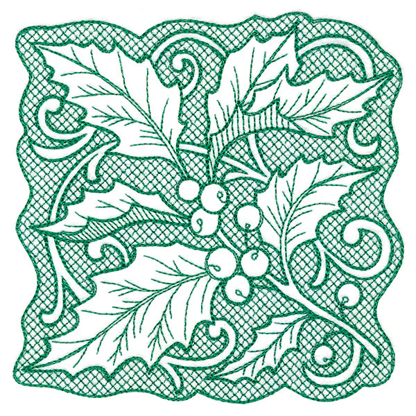 Holly of Christmas Square (Trapunto) - Image 4