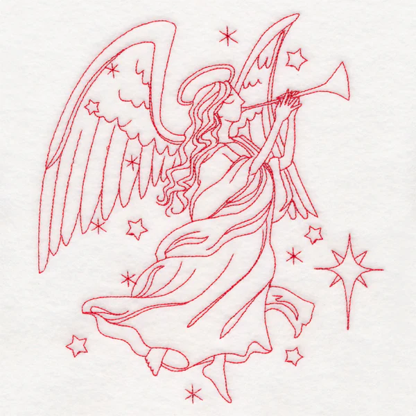 Holy Night Nativity - Angel (Redwork) - Image 6