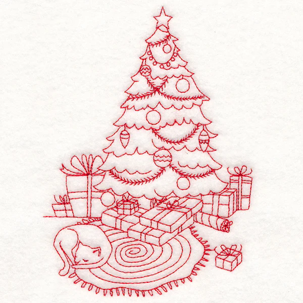 Home for Christmas - Cozy Christmas Tree (Redwork) - Image 3