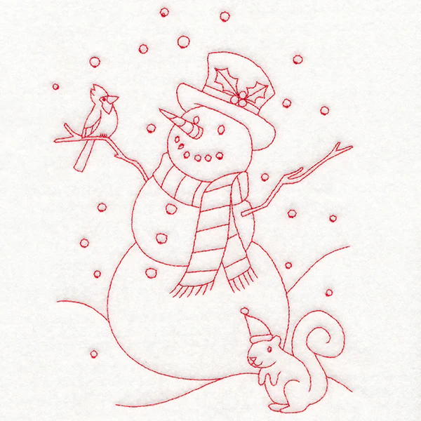 Home for Christmas - Snowman Scene (Redwork) - Image 6