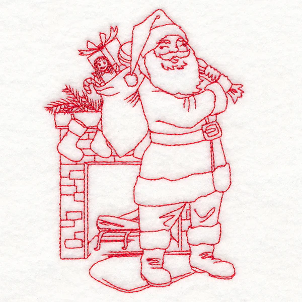 Home for Christmas - Toy Delivery (Redwork) - Image 4