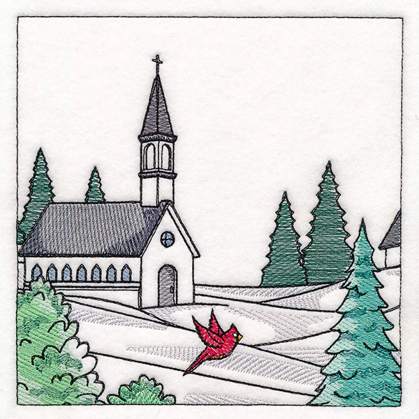 Horse Drawn Sleigh Christmas Scene Panel 2 - Image 3