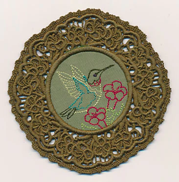 Hummingbird Fabric Doily (Lace) - Image 2