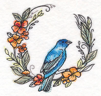 Indigo Bunting Wreath in Watercolor - Image 5