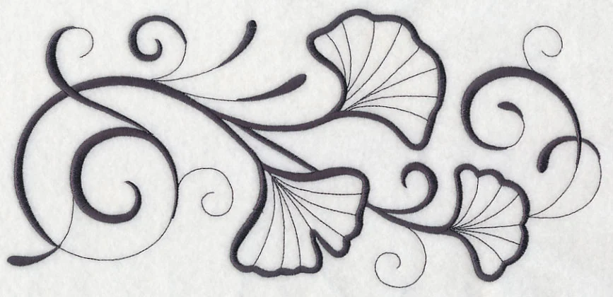Inky Ginkgo Leaves Border