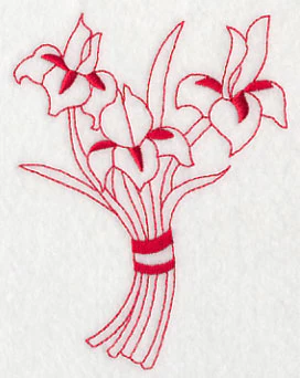 Iris Bouquet (Redwork) - Image 2