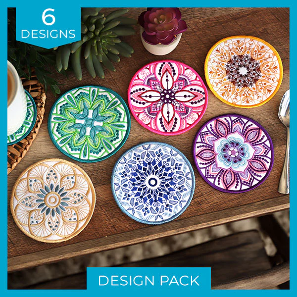 Kaleidoscope Mandala Coasters (In-the-Hoop) Design Pack - Image 9