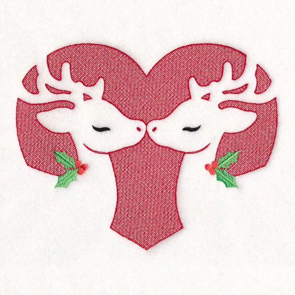 Kissing Reindeer Heart (Embossed) - Image 4