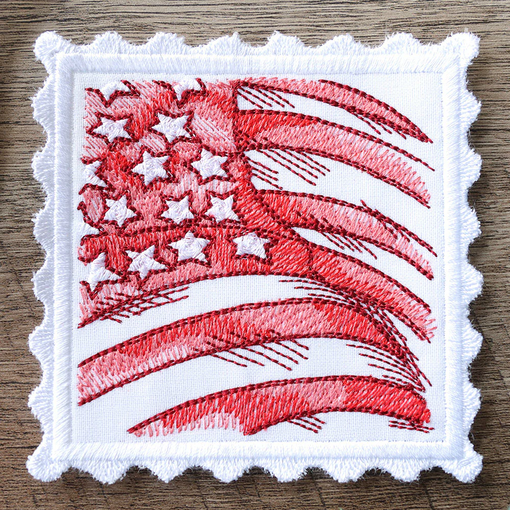 Lace Edge Americana Stamp Coaster - Flag (In-the-Hoop) - Image 4