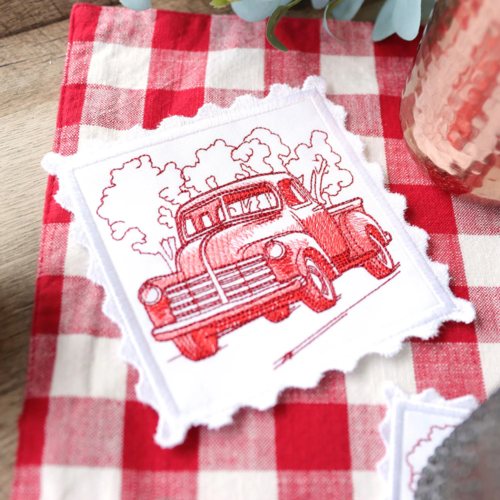 Lace Edge Americana Stamp Coasters (In-the-Hoop) Design Pack - Image 5