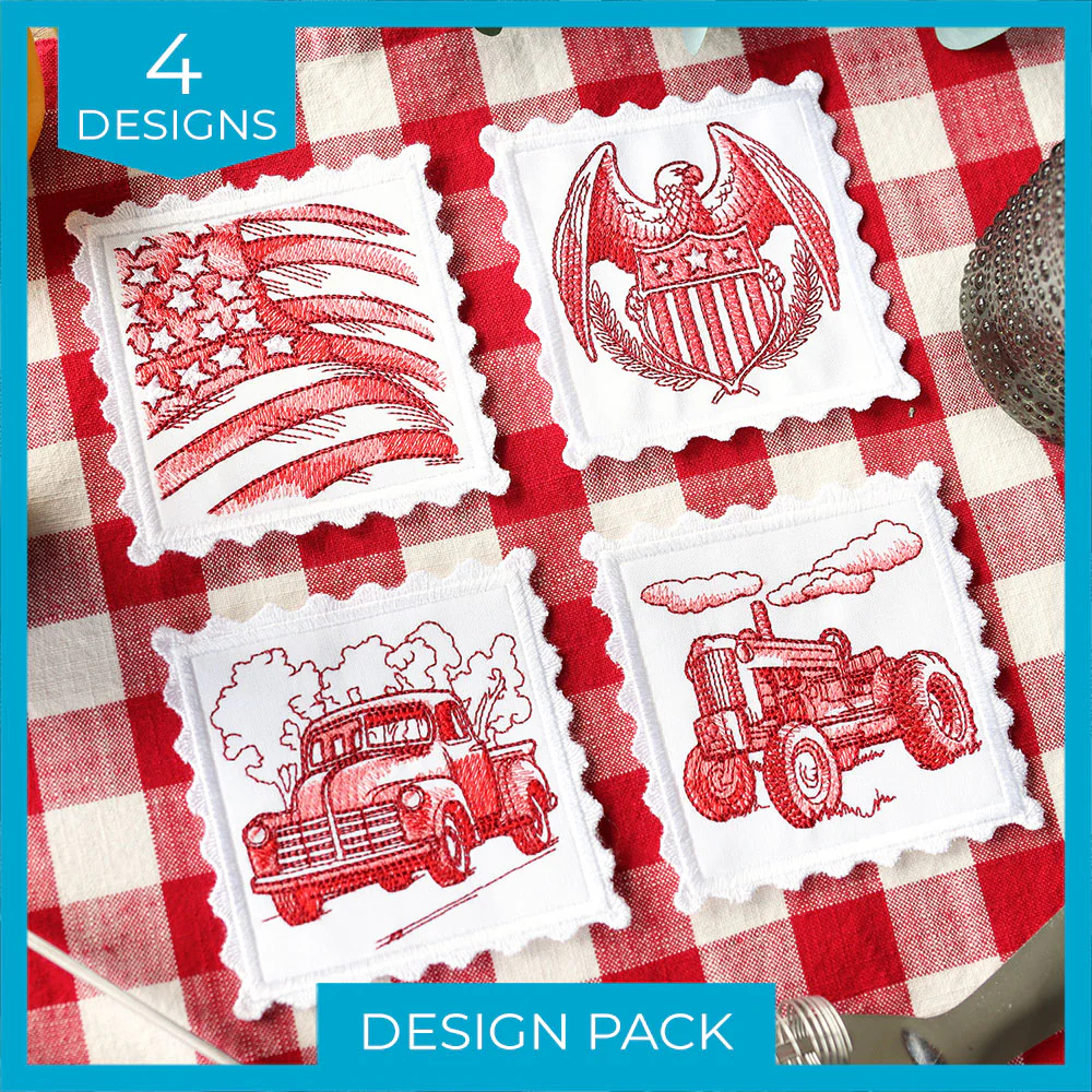 Lace Edge Americana Stamp Coasters (In-the-Hoop) Design Pack - Image 8