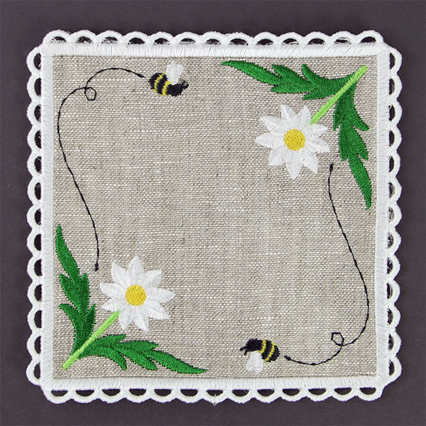 Lace Edge Bee and Daisy Coaster (In-the-Hoop) - Image 8