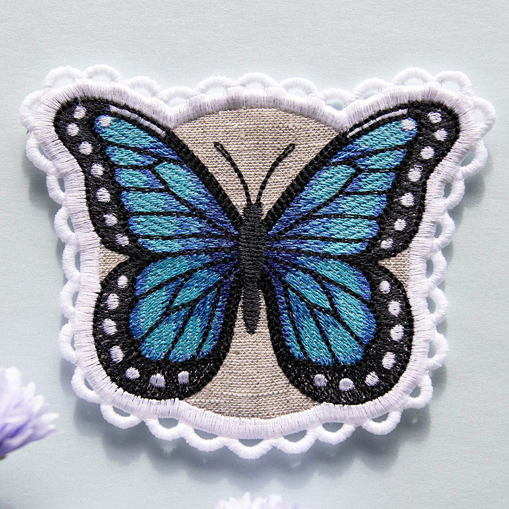 Lace Edge Butterfly Coaster - Blue Morpho (In-the-Hoop) - Image 4