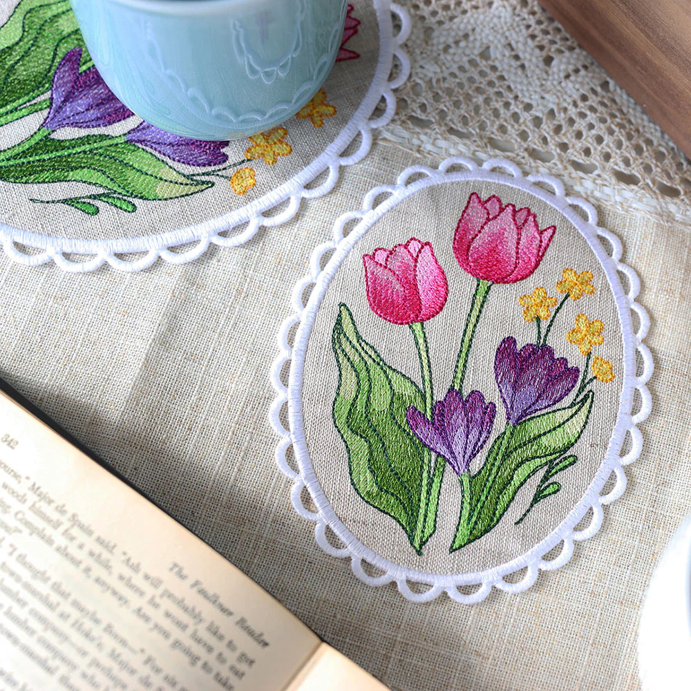Lace Edge Floral Mug Rug (In-the-Hoop) - Image 5