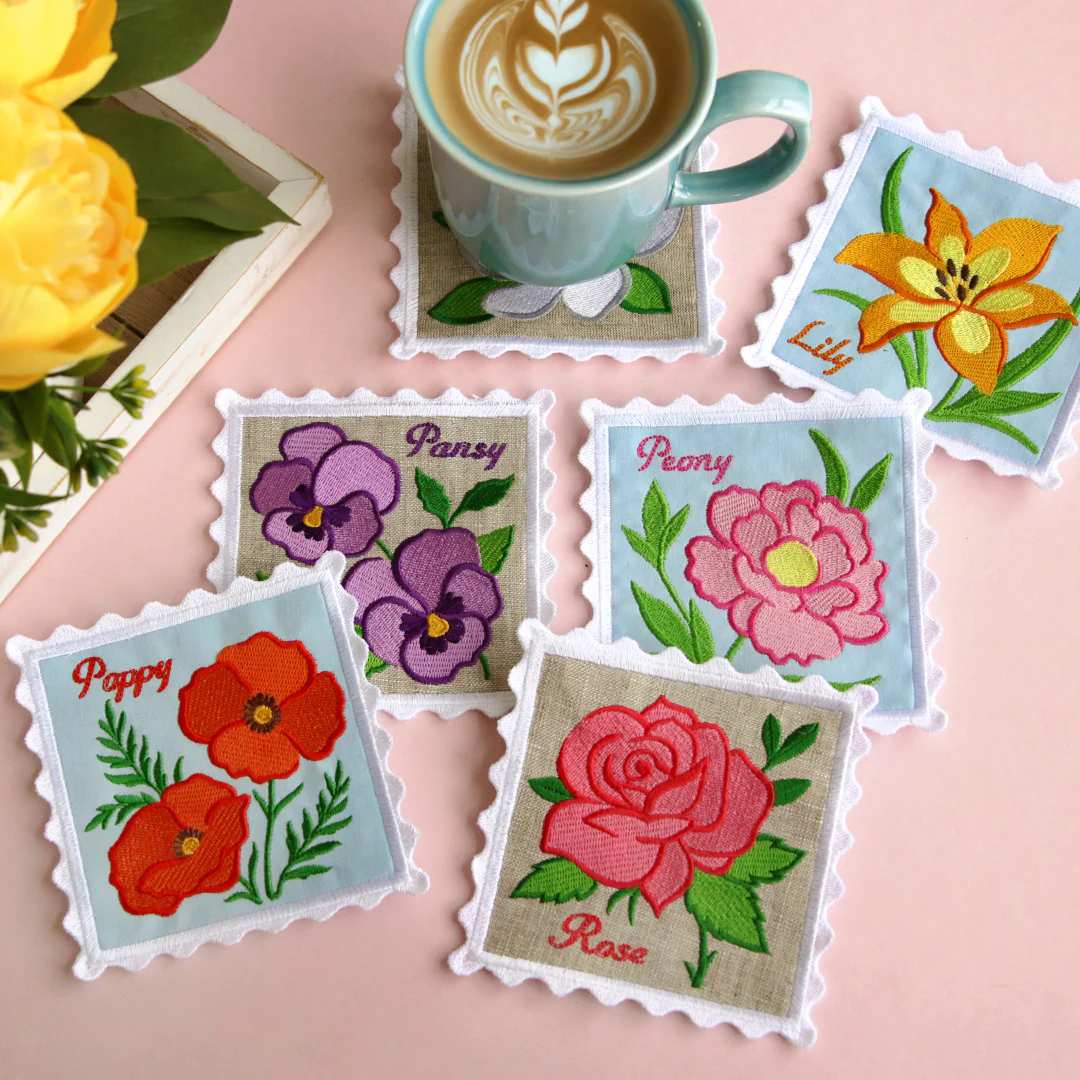 Lace Edge Flower Stamp Coaster - Rose (In-the-Hoop) - Image 11