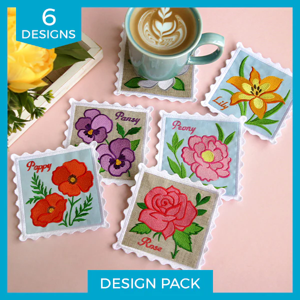 Lace Edge Flower Stamp Coasters (In-the-Hoop) Design Pack - Image 7