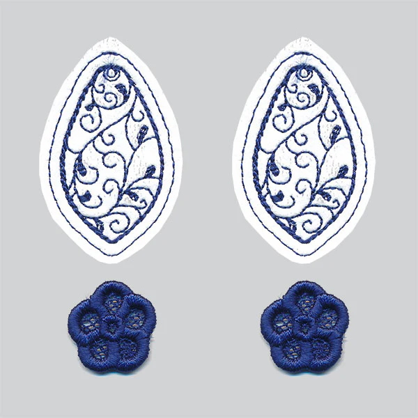 Leather and Lace Flower Earrings (In-the-Hoop) - Image 2