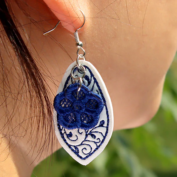 Leather and Lace Flower Earrings (In-the-Hoop) - Image 3