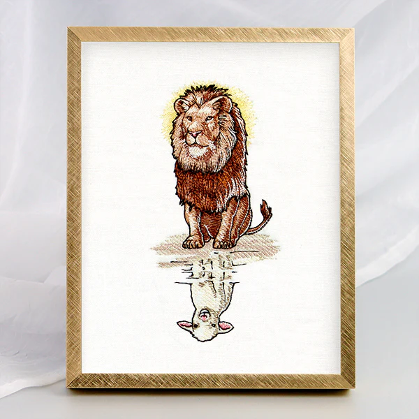 Majestic Lion and Lamb Reflection - Image 8