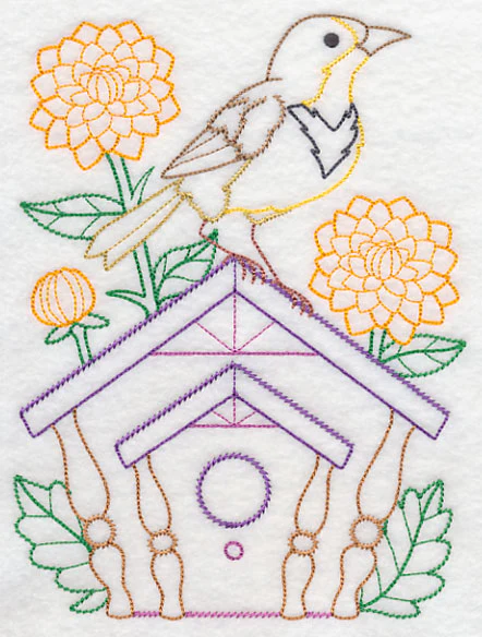 Meadowlark and Dahlias (Vintage) - Image 4