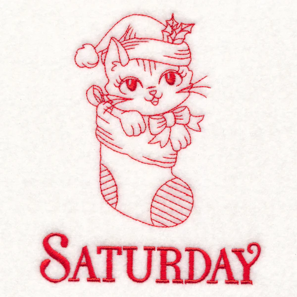 Meowy Christmas on Saturday (Redwork) - Image 3