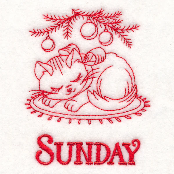 Meowy Christmas on Sunday (Redwork) - Image 2