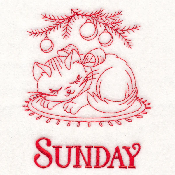 Meowy Christmas on Sunday (Redwork) - Image 3