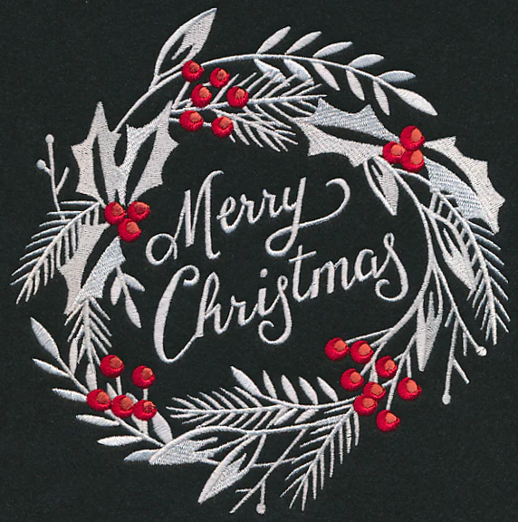 Merry Christmas Bliss Wreath (Whitework)