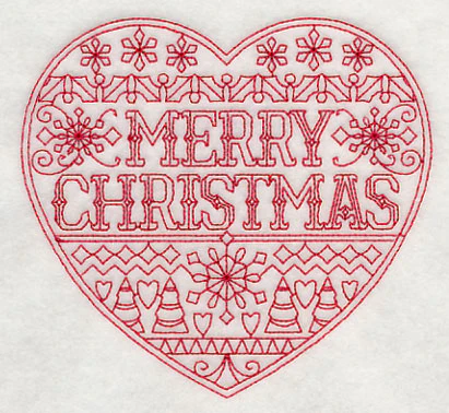 Merry Christmas Heart (Redwork) - Image 3