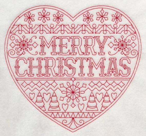 Merry Christmas Heart (Redwork) - Image 4