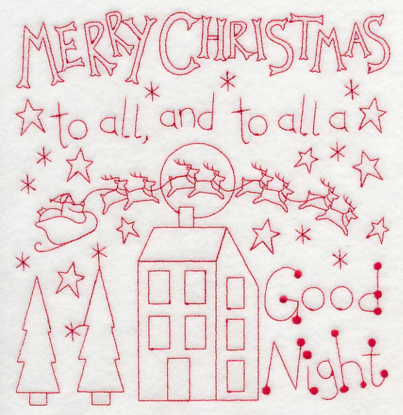Merry Christmas to All (Redwork)