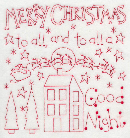 Merry Christmas to All (Redwork) - Image 2