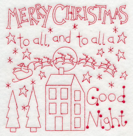 Merry Christmas to All (Redwork) - Image 3