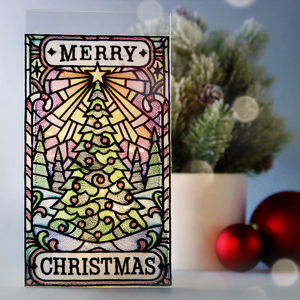 Merry Christmas Tree Stained Glass Sign - Image 2
