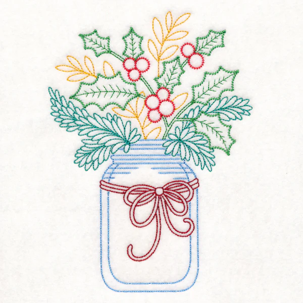 Merry Mason Jar - Holly and Berries - Image 2