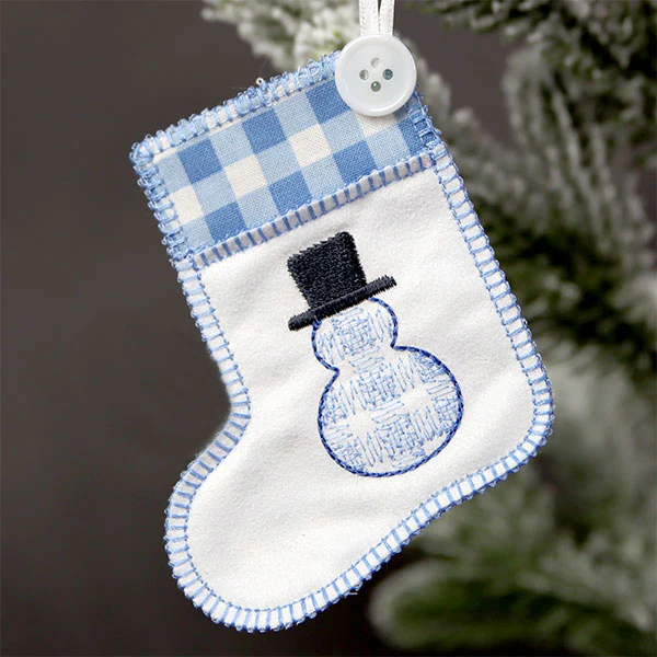 Merry Snowman Stocking Ornament (In-the-Hoop) - Image 3