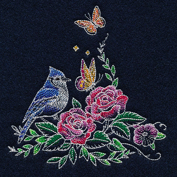 Midnight Garden Blue Jay & Roses Feature - Image 3