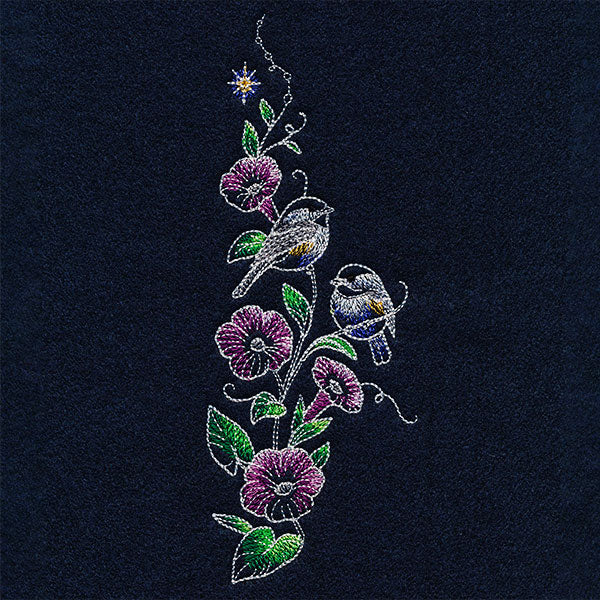 Midnight Garden Morning Glories & Chickadees Feature - Image 2