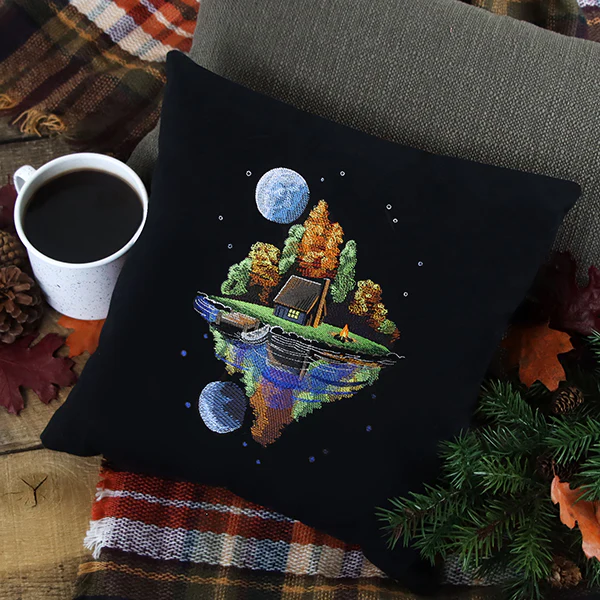 Moonlit Fall Cabin Scene - Image 12