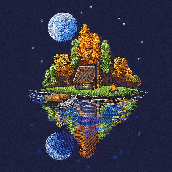 Moonlit Fall Cabin Scene - Image 4