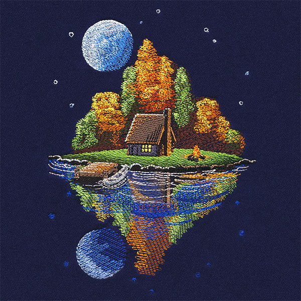 Moonlit Fall Cabin Scene - Image 7