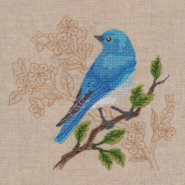Mountain Bluebird with Delicate Branches (Cross Stitch) - Image 4