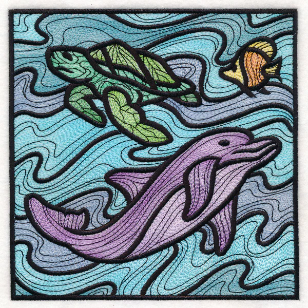 Nautical Stained Glass Square - Dolphin - Image 4