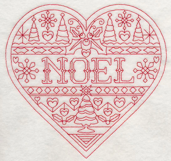 Noel Christmas Heart (Redwork) - Image 2