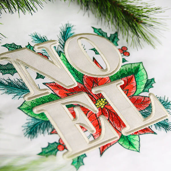 Noel with Poinsettia (Applique) - Image 10